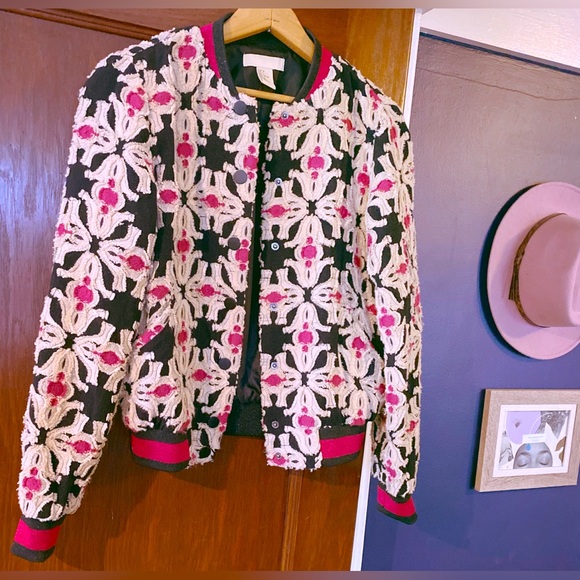 H&M Jackets & Blazers - H&M Black and Pink Bomber Jacket